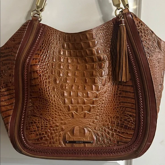 Brahmin Tan Croc-Embossed Leather Tote - Picture 2 of 9